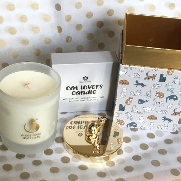 Collectible Cat Lover Gem Candle with Tiger's Eye Gemstone Limited Edition - Picture 7 of 16